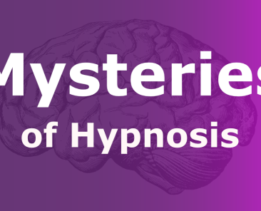 Brain illustration with 'Mysteries of Hypnosis' text overlay