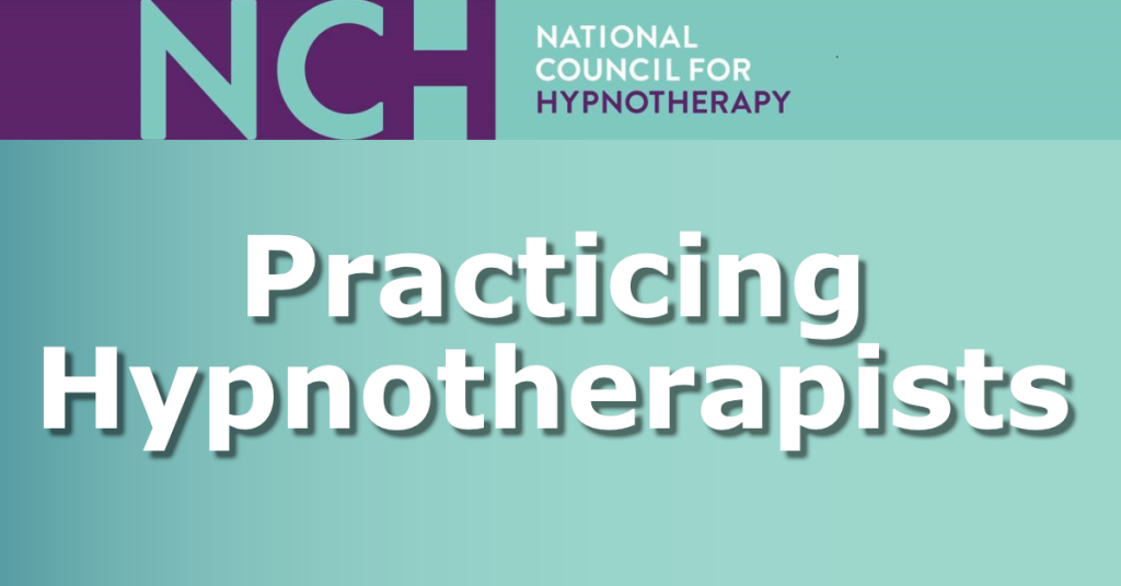 NCH logo with the words Practicing hypnotherapists 